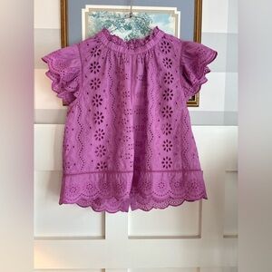 Beautiful Lavender Eyelet Blouse Size Medium